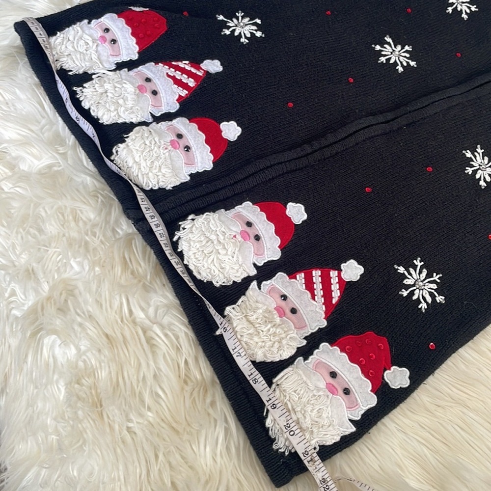 Classic elements vintage vtg beaded snowflake black Santa ugly Christmas sweater - Picture 12 of 16